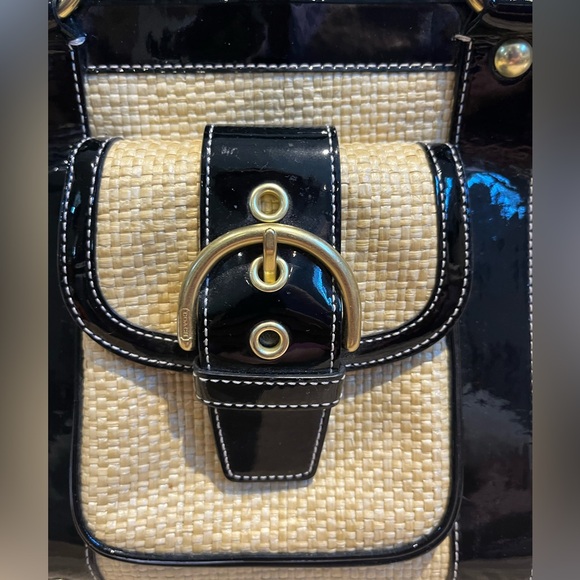 Coach Princess Street Raffia and Patent Leather Tote - Picture 3 of 17